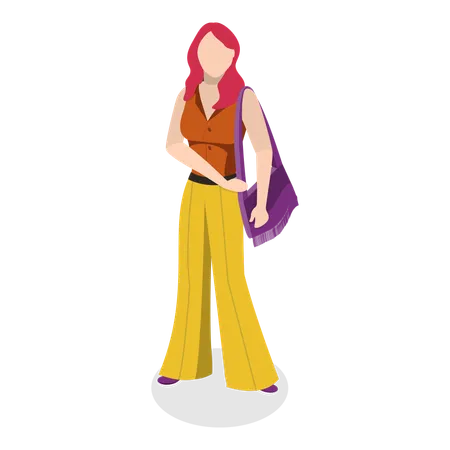 Girl wearing old fashion clothes  Illustration