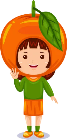 Girl Kids Orange Character Illustration