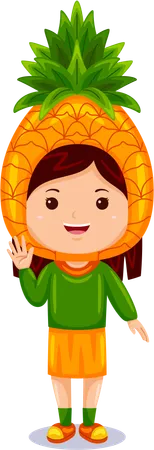 Girl Kids Pineapple Character Illustration