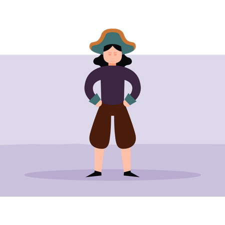 Girl wearing pirate costume Illustration
