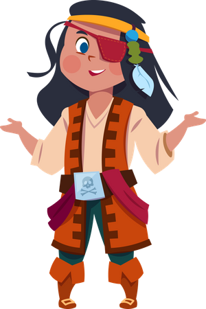 Girl Wearing Pirating Costume  イラスト