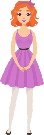 Girl wearing pretty gown Illustration