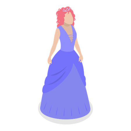 Girl Wearing Princess Costume  Illustration