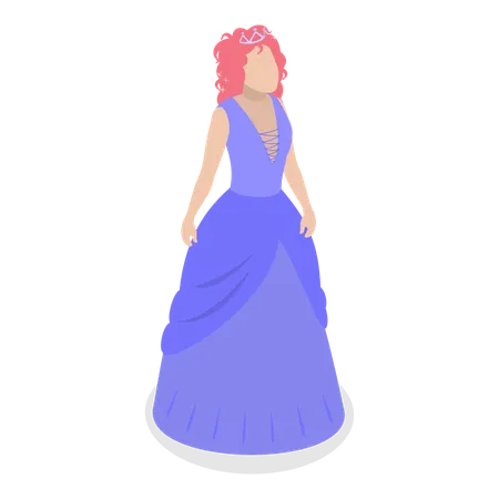 Girl Wearing Princess Costume  Illustration