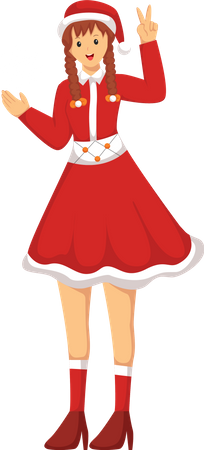 Girl wearing Santa Costume  Illustration