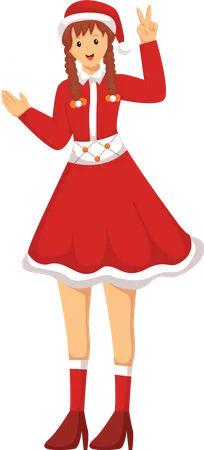 Christmas Girl With Santa Costume Character Design Illustration Illustration