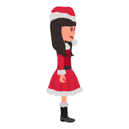 Girl Wearing Santa Costume  Illustration