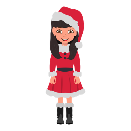 Girl Wearing Santa Costume  Illustration