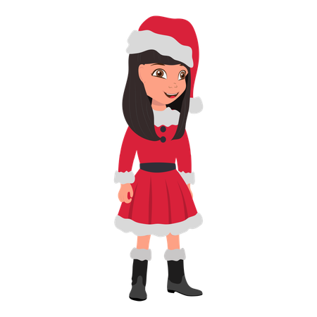 Girl Wearing Santa Costume  Illustration