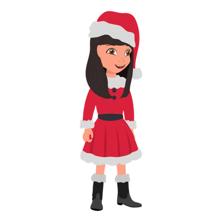 Girl Wearing Santa Costume  Illustration