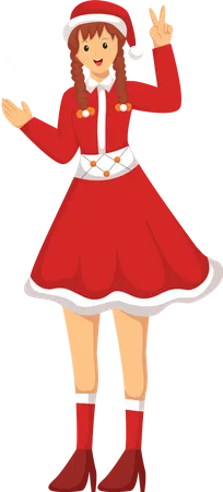 Girl wearing Santa Costume  Illustration