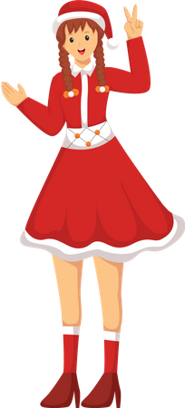 Girl wearing Santa Costume  Illustration