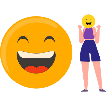 Girl wearing smiley face  Illustration