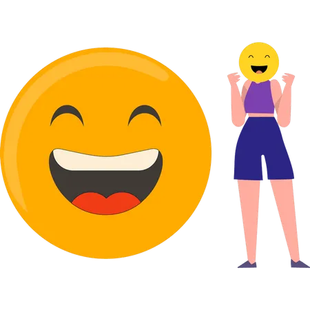 Girl wearing smiley face  Illustration