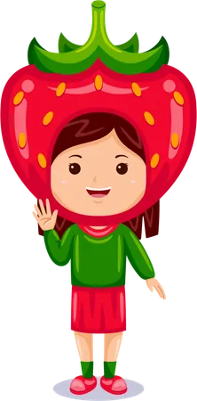 Girl wearing strawberry costume  Illustration