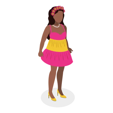 Girl wearing summer dress  Illustration