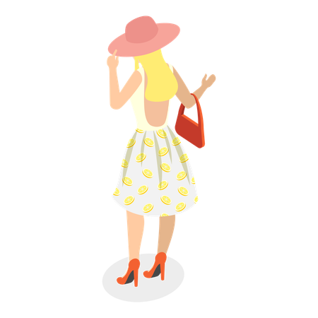 Girl wearing summer dress  Illustration