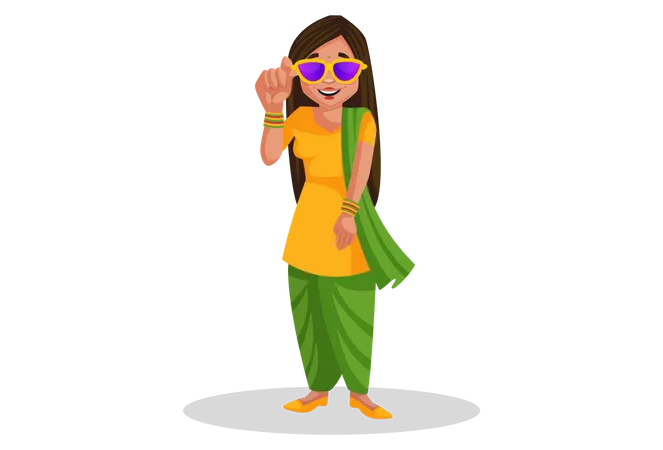 Girl wearing sunglasses  Illustration