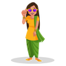 illustrations of punjabi girl wearing sunglasses