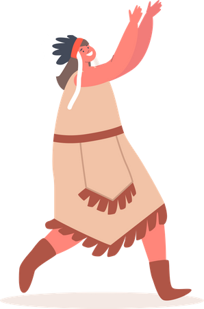 Girl wearing Traditional Indigenous Dress Illustration