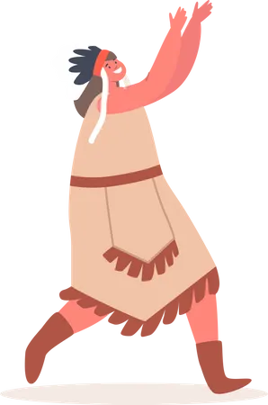 Girl wearing Traditional Indigenous Dress Illustration