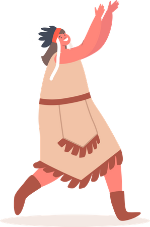 Girl wearing Traditional Indigenous Dress  イラスト