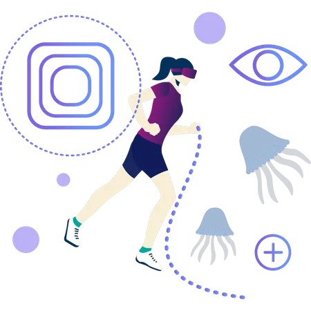 Girl Wearing Vr and doing Exercising  Illustration