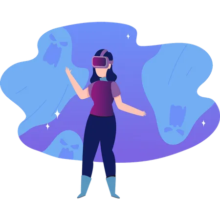 The Girl Is Wearing VR Illustration