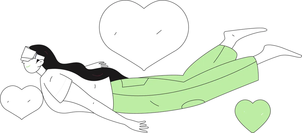 Girl wearing vr glass and enjoying love moview  Illustration