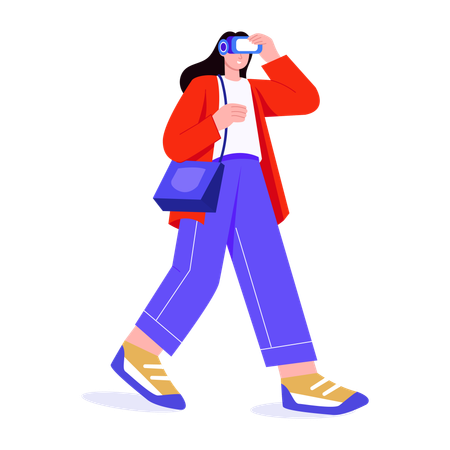 Girl wearing vr glasses  Illustration