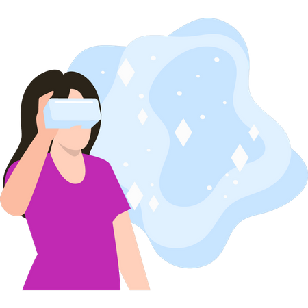 Girl wearing VR glasses and looking into space  Illustration