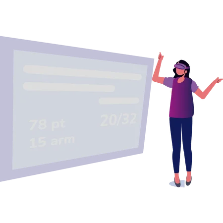 A Girl Wearing VR Is Looking At The Screen Illustration