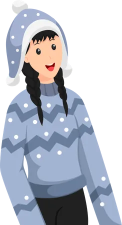 Girl wearing warm clothes Illustration