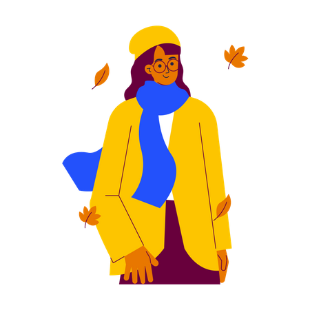 Girl Wearing warm clothes during autumn  Illustration