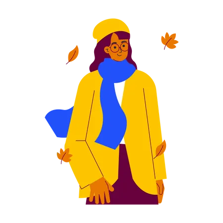 Girl Wearing warm clothes during autumn  Illustration