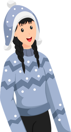 Girl wearing warm clothes  Illustration