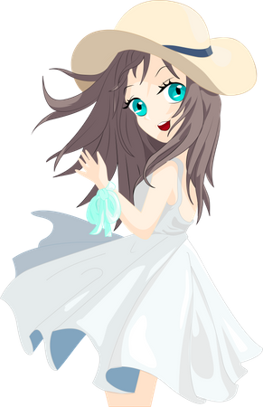 Girl wearing white dress  Illustration