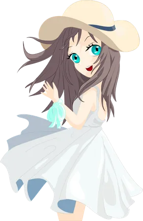 Girl wearing white dress  Illustration