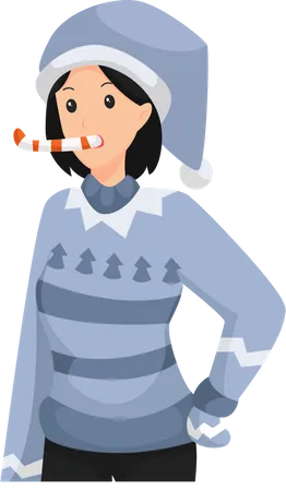 Girl wearing winter clothes Illustration