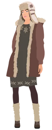 Girl Wearing Winter Clothes  Illustration