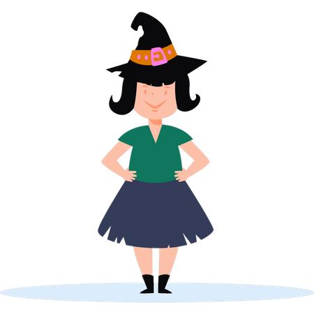 Girl wearing witch costume for party  Illustration
