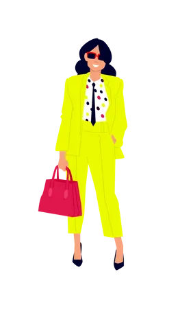 Girl wearing yellow suit Illustration