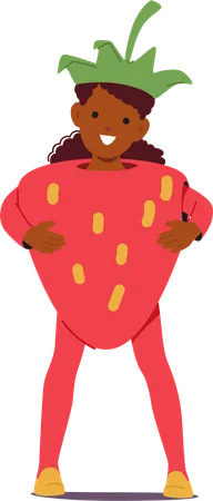 Girl Wears Vibrant Strawberry Costume  Illustration