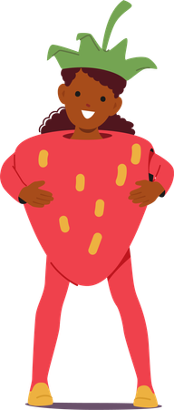 Girl Wears Vibrant Strawberry Costume  Illustration