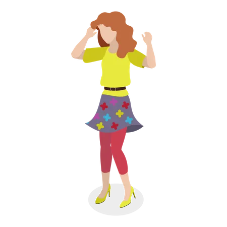 Girl wering retro outfit  Illustration