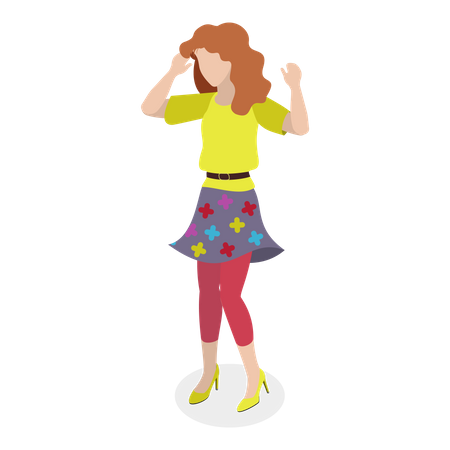 Girl wering retro outfit  Illustration