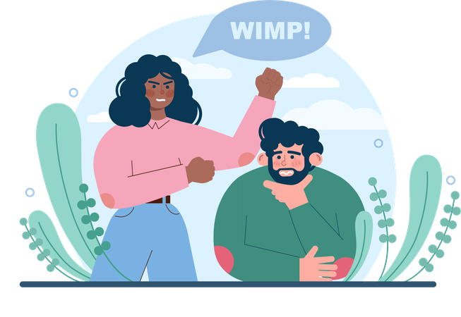 Girl wimp to man  Illustration