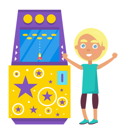 Girl Win on Slot Machine  Illustration