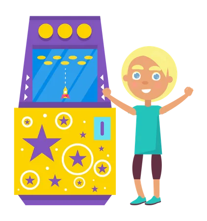 Girl Win on Slot Machine  Illustration