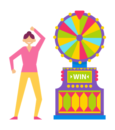 Girl win wheel of fortune  Illustration